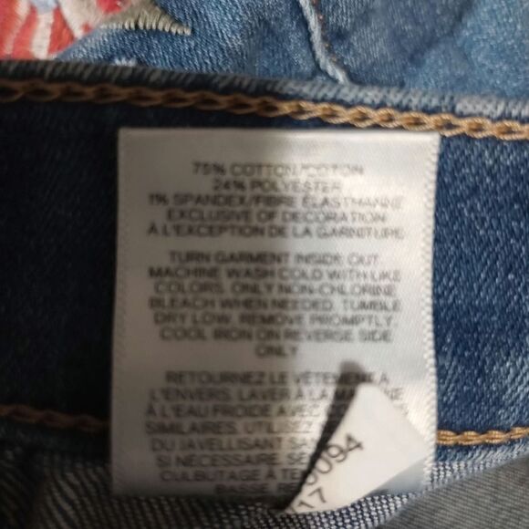 Ladies 2 Embroidered Ripped Distressed Jeans Floral Design Denim - Picture 6 of 8